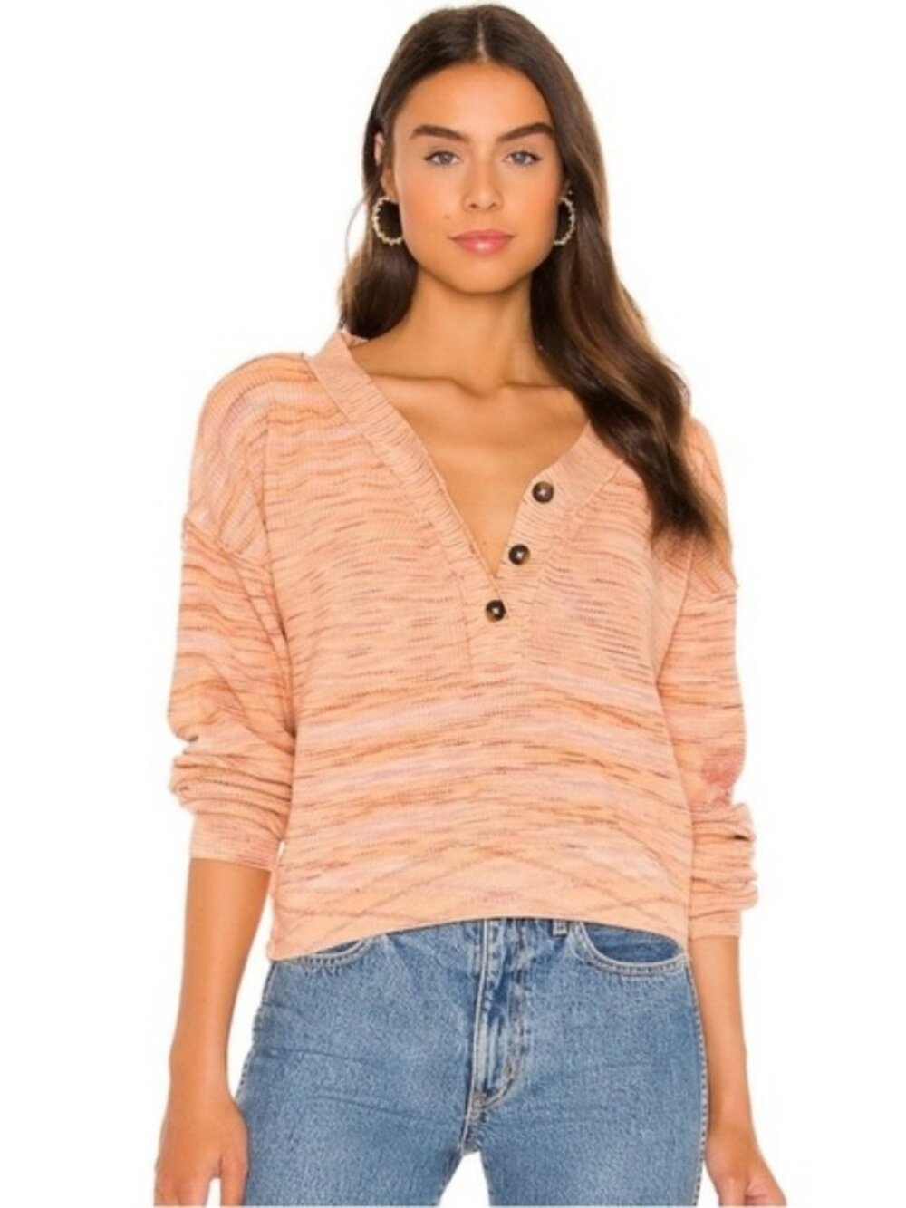 Free People Mercury Henley Sweater Dried Roses S